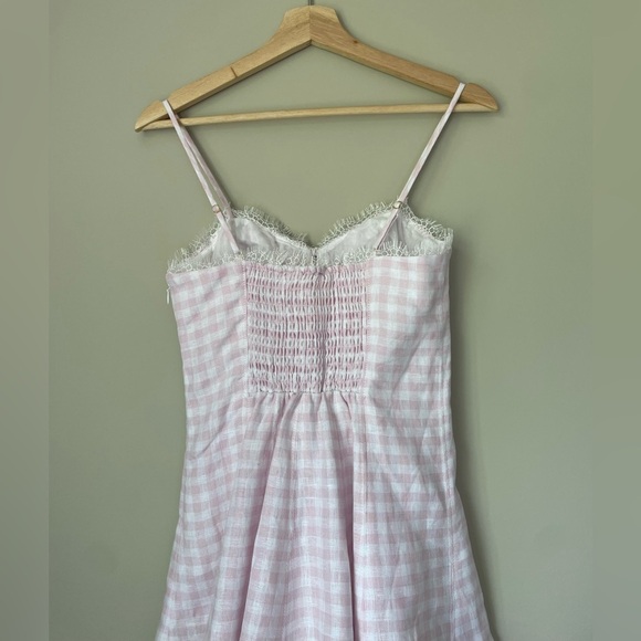 NEW LoveShackFancy Shai Linen Gingham Mini Dress Pink | US 2 UK 6 - Picture 8 of 15